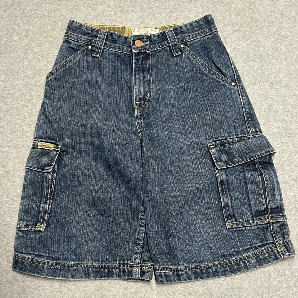 Levi Strauss Signature Cargo Shorts Blue Boys Size 10 Regular Camo Trim 0220